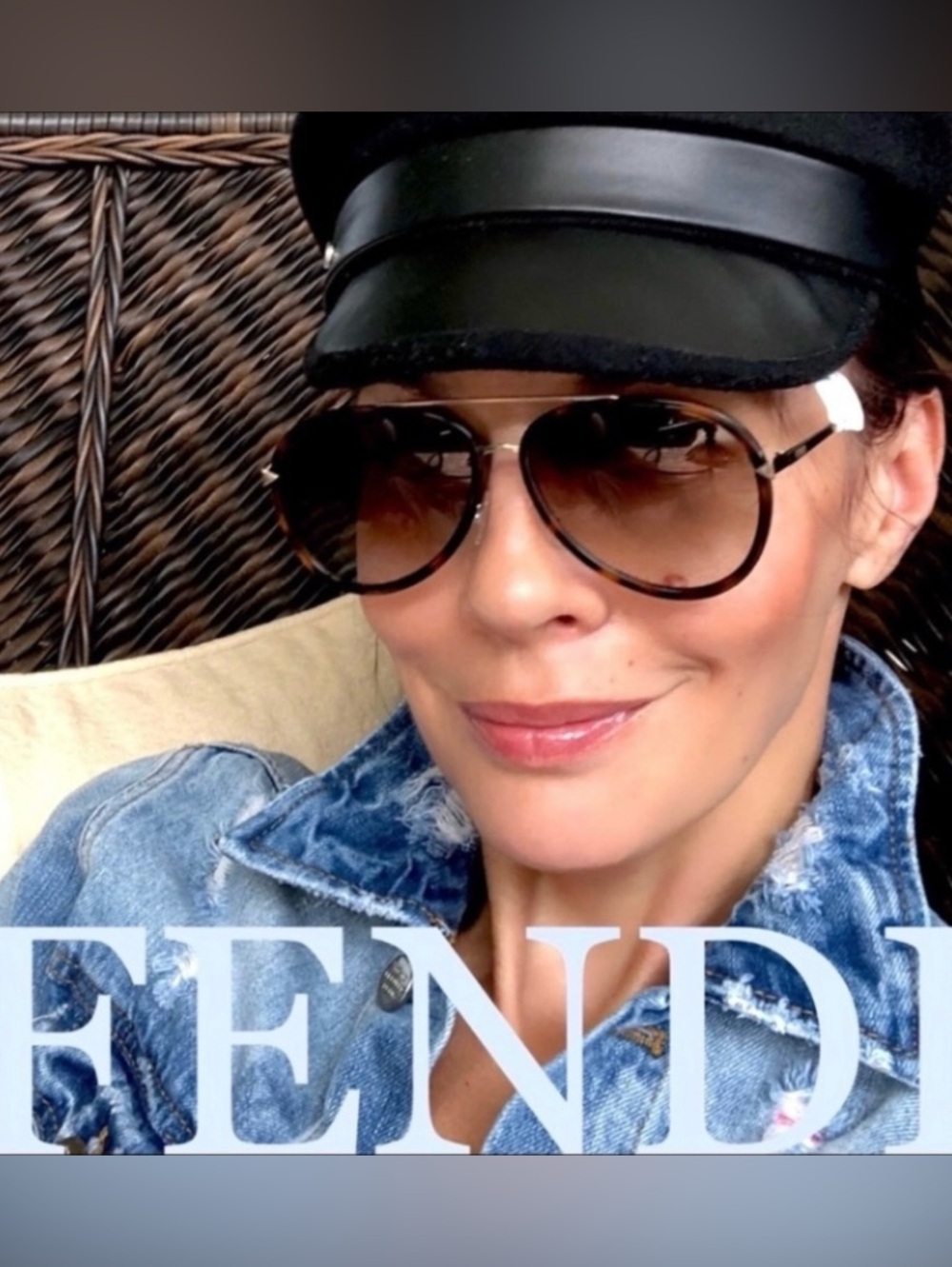 FENDI 57mm MIRRORED oversized acetate aviator sunglasses tortoise